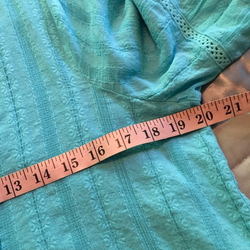 Ruby Rd Petite Teal Cotton Pintuck Split Neck Blo… - image 7